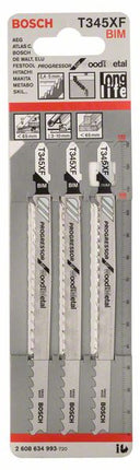 Hoja de sierra de calar BOSCH T 345 XF Progressor para madera y metal L.132mm paso de diente 2.4-5mm ( 8000346044 )