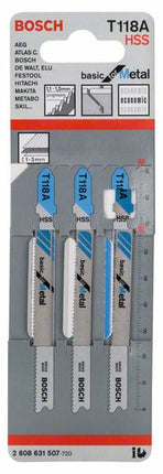 Hoja de sierra de calar BOSCH T 118 A Basic para Metal L.92mm paso entre dientes 1,1-1,5mm (8000346070)