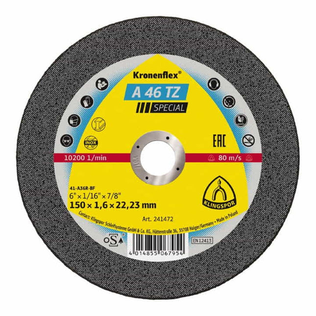 Disco de corte KLINGSPOR A 46 TZ Special D150x1,6mm recto ( 8000353743 )