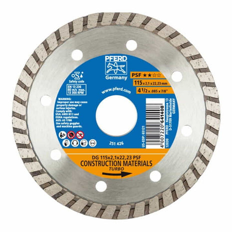 Disco de corte diamantado PFERD DG PSF Ø 230 mm diámetro 22,23 mm (8000429388)