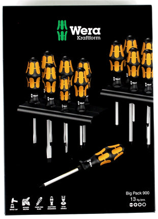 Wera Kraftform Big Pack 900 Schraubendreher Schraubmeißel Set + 2x Rack Wandhalterung ( 05133285001 ) - Toolbrothers