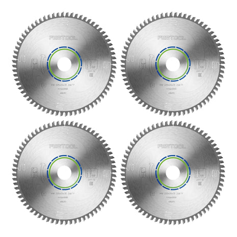 Hoja de sierra circular Festool HW 225x2,6x30 TF68 aluminio/plástico 4 piezas (4x 488291) 225 x 2,6 x 30 mm 68 dientes para aluminio, metales no ferrosos, plásticos, PVC