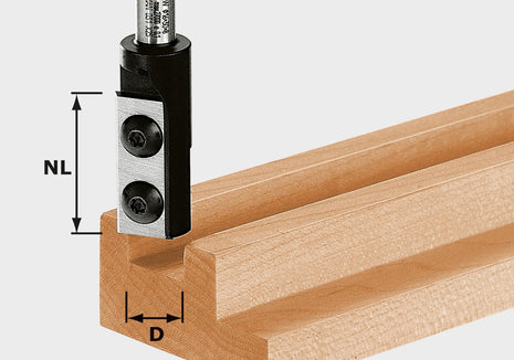 Inserts de fraise à rainurer Festool HW S8 D10/25 WP Z1 (491079) pour OF 900, OF 1000, OF 1010, OF 1010 R, OF 1400, OF 2000, OF 2200