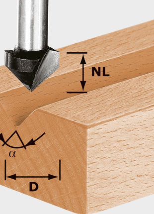 Festool HS S8 D14/7/90° V-Nutfräser ( 490998 ) für OF 900, OF 1000, OF 1010, OF 1010 R, OF 1400, OF 2000, OF 2200