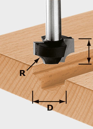 Fresa de cuarto de barra Festool HW S8 D17/R3 (491004) para OF 900, OF 1000, OF 1010, OF 1010 R, OF 1400, OF 2000, OF 2200