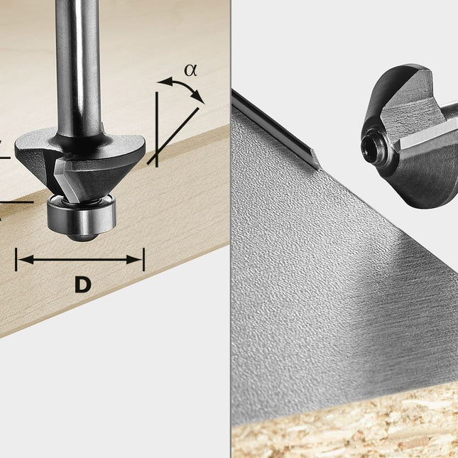 Fraise à chanfreiner Festool S8 HW 30° D25-KL OFK (499800) pour OF 1010, OF 1010 R, OFK 700, MFK 700