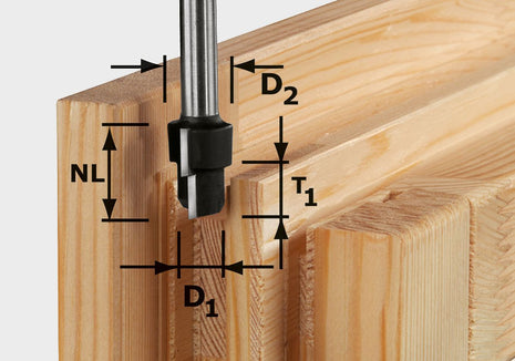 Fresa escalonada Festool HW D20.3/12.3/9.3 S12 (492714) para OF 1400, OF 2000, OF 2200