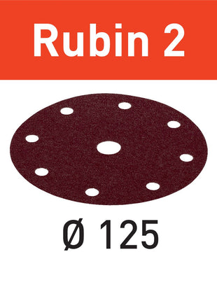 Disco abrasivo Festool STF D125/8 P100 RU2/50 Ruby 2 (499096) para RO 125, ES 125, ETS 125, ETSC 125, ES-ETS 125, ES-ETSC 125, ETS EC 125, LEX 125