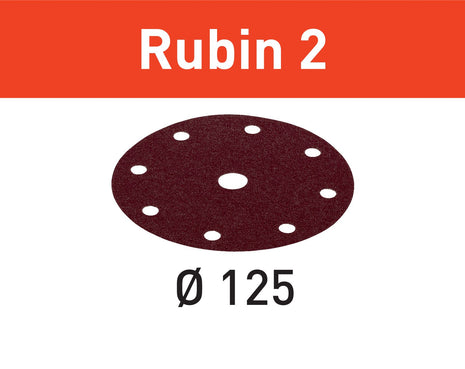 Disco abrasivo Festool STF D125/8 P100 RU2/50 Ruby 2 (499096) para RO 125, ES 125, ETS 125, ETSC 125, ES-ETS 125, ES-ETSC 125, ETS EC 125, LEX 125