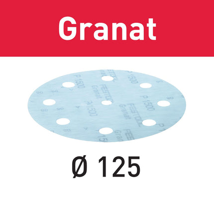Festool STF D125/8 P1000 GR/50 Schleifscheibe Granat ( 497180 ) für RO 125, ES 125, ETS 125, ETSC 125, ES-ETS 125, ES-ETSC 125, ETS EC 125, LEX 125