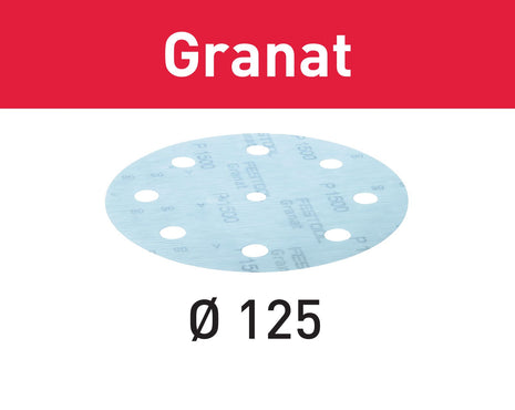 Disco abrasivo Festool STF D125/8 P1000 GR/50 granate (497180) para RO 125, ES 125, ETS 125, ETSC 125, ES-ETS 125, ES-ETSC 125, ETS EC 125, LEX 125