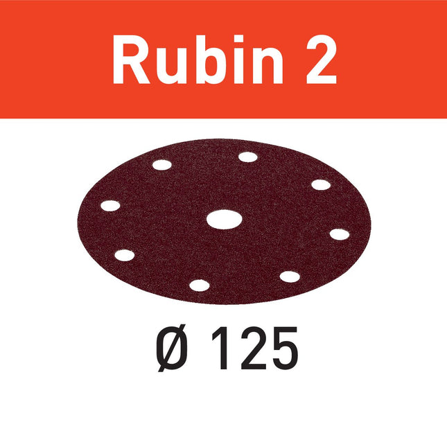 Festool STF D125/8 P120 RU2/50 Schleifscheibe Rubin 2 ( 499097 ) für RO 125, ES 125, ETS 125, ETSC 125, ES-ETS 125, ES-ETSC 125, ETS EC 125, LEX 125