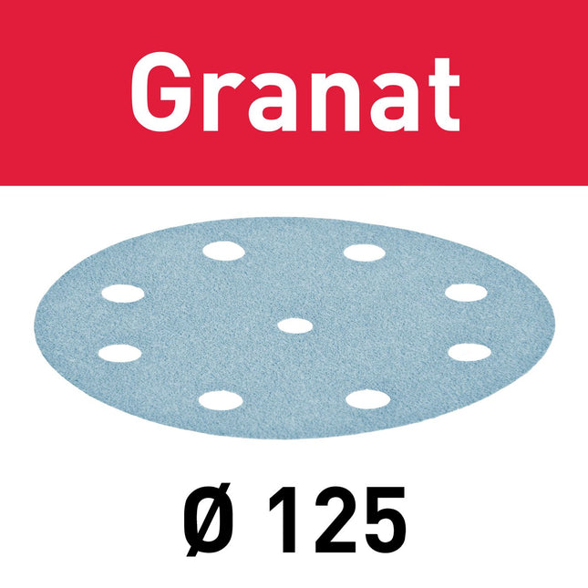 Festool STF D125/8 P400 GR/100 Schleifscheibe Granat ( 497177 ) für RO 125, ES 125, ETS 125, ETSC 125, ES-ETS 125, ES-ETSC 125, ETS EC 125, LEX 125