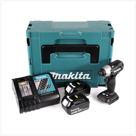 Makita DTD 155 RTJB Akku Schlagschrauber 18 V Brushless Sonderausgabe schwarz im MAKPAC + 2x BL1850 5,0 Ah Akku + 1x DC 18 RC Ladegerät - Toolbrothers