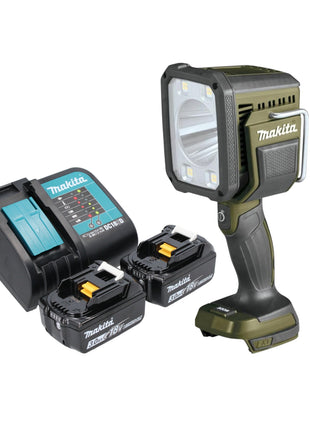 Makita DML 812 SF Akku Handstrahler 18 V 1250 lm LED Olive Grün Outdoor Adventure Sonderedition + 2x Akku 3,0 Ah + Ladegerät