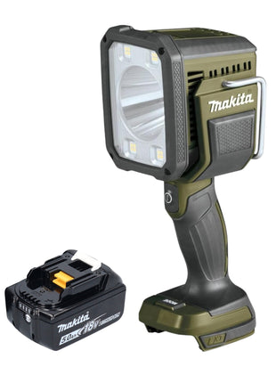 Makita DML 812 T1 Foco manual a batería 18 V 1250 lm LED verde oliva edición especial para aventuras al aire libre + 1x batería 5,0 Ah - sin cargador