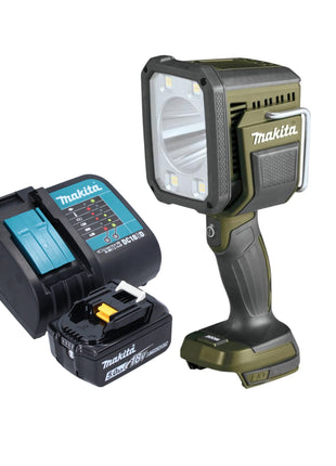 Makita DML 812 ST1 Akku Handstrahler 18 V 1250 lm LED Olive Grün Outdoor Adventure Sonderedition + 1x Akku 5,0 Ah + Ladegerät