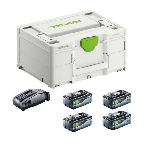 Festool SYS 18V 4x8.0/SCA16 set de energía 4x batería 18 V 8.0 Ah (4x 577323) + cargador (576953) + systainer