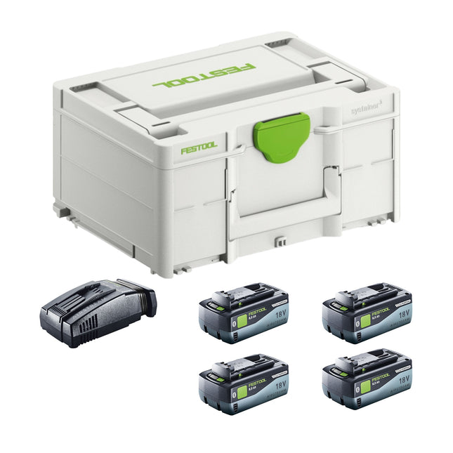 Festool SYS 18V 4x8,0/SCA16 Energy Set 4x batería 18 V 8,0 Ah ( 4x 577323 ) + cargador ( 576953 ) + Systainer