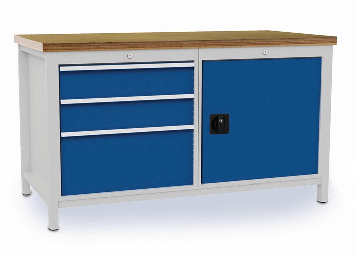 BEDRUNKA HIRTH Werkbank signalblau RAL 5005 lichtgrau RAL 7035 B1500xH859xT750 mm 9000426070  1 - toolbrothers