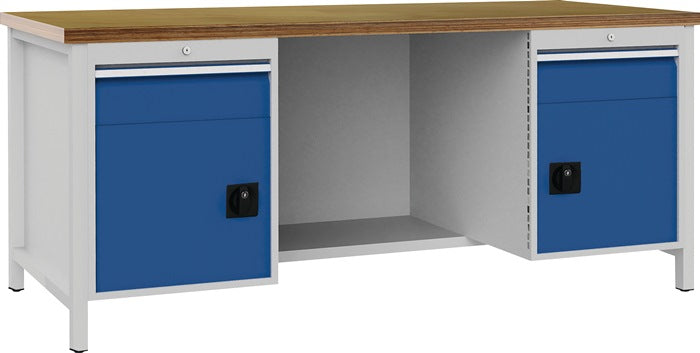 BEDRUNKA HIRTH Werkbank signalblau RAL 5005 lichtgrau RAL 7035 B2000xH859xT750 mm 9000426072  1 - toolbrothers