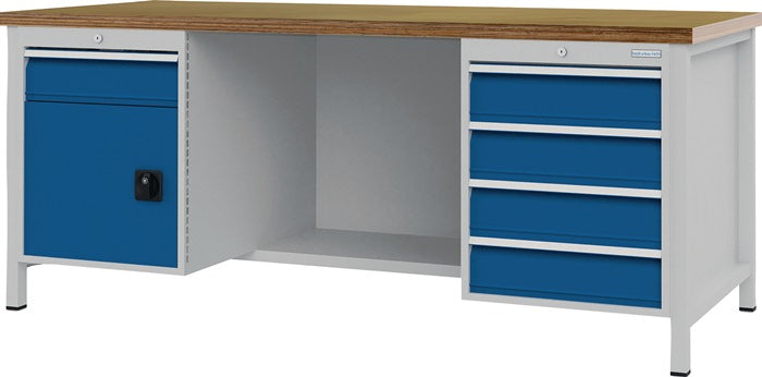 BEDRUNKA HIRTH Werkbank signalblau RAL 5005 lichtgrau RAL 7035 B2000xH859xT750 mm 9000426132  1 - toolbrothers