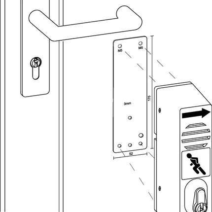 GFS mounting plate 901 670 Mounting on fire doors ( 3000250547 )