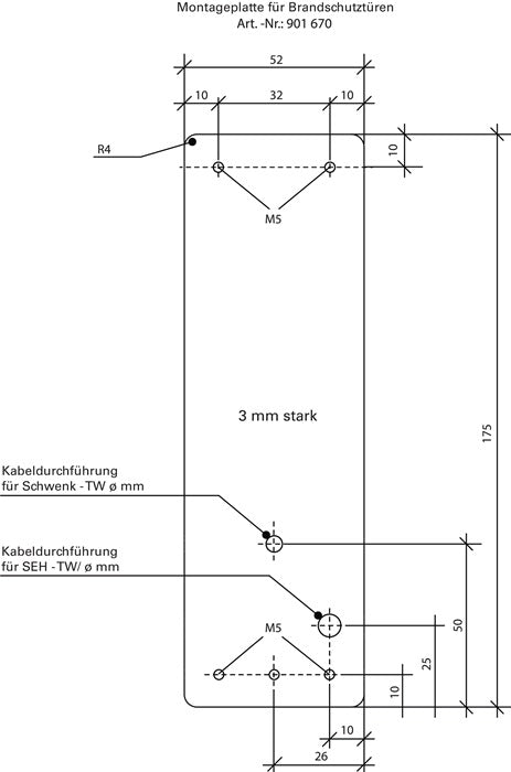 GFS mounting plate 901 670 Mounting on fire doors ( 3000250547 )