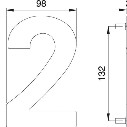 EDI Numéro de maison chiffre 2 acier inoxydable mat ( 3000261317 )