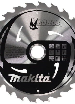 Makita M-FORCE Kreissägeblatt für Holz 235 x 30 x 2,3 mm 24 Zähne ( B-32063 ) - Toolbrothers