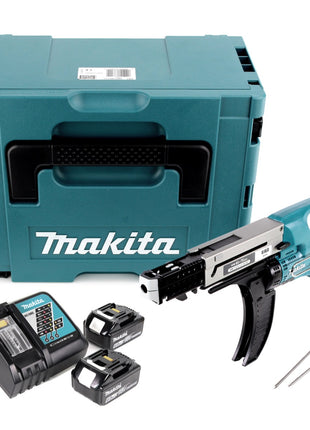 Makita DFR 750 RGJ Akku Magazinschrauber 18V 45-75mm + 2x Akku 6,0Ah + Ladegerät + Makpac - Toolbrothers