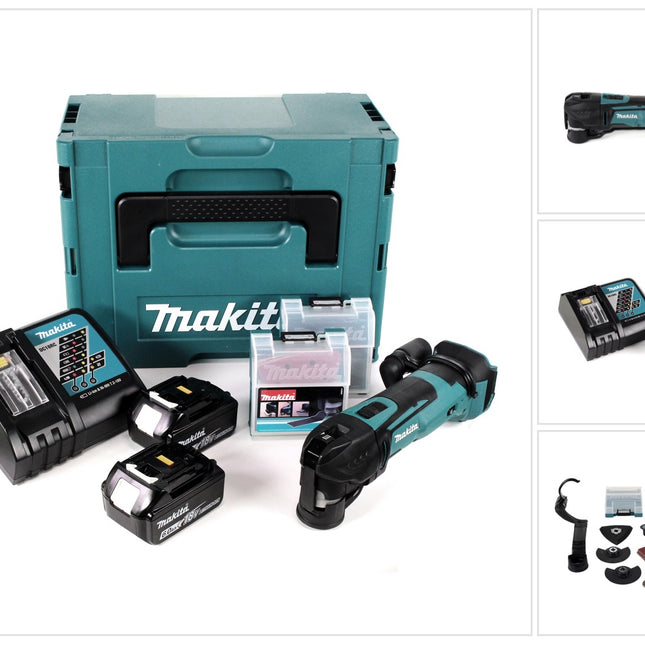 Makita DTM 51 RGJX2 Akku Multifunktionswerkzeug 18 V + 2x Akku 6,0 Ah + Ladegerät + 39 tlg. Zubehör Set + Makpac - Toolbrothers