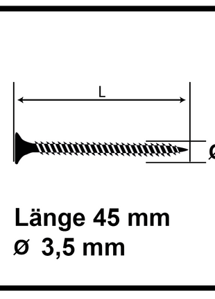 Technofast GF3545TD 5000 x Gipskartonschrauben Trockenbauschrauben 3,5 x 45 PH2 Feingewinde - Toolbrothers