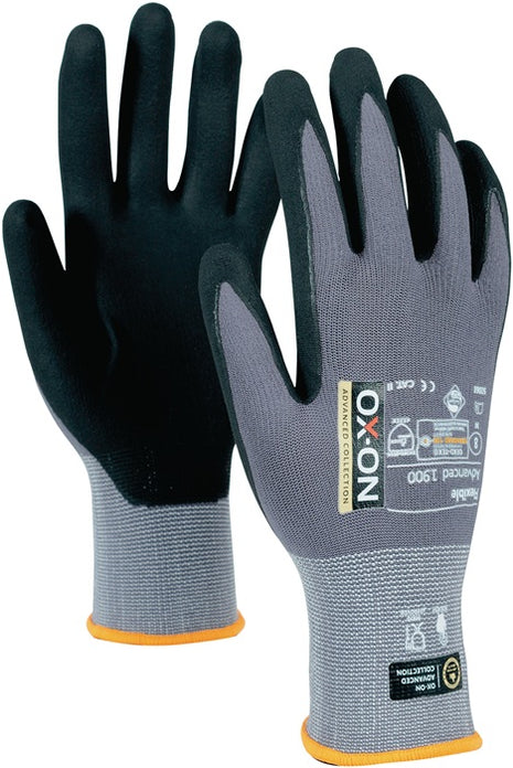 OX-ON Gants Flexible Advanced 1900 Taille 8 noir/gris clair ( 4000391379 )