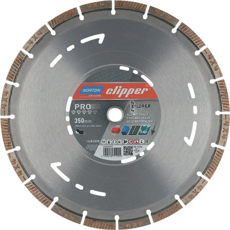 Disque à tronçonner diamanté NORTON CLIPPER 4 x 4 Explorer Ø 350 mm alésage 20 mm (4000818803)