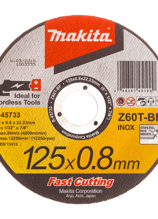 Makita 10x Trennscheibe 125 x 0,8 x 22,23 mm für INOX Edelstahl ( 10x B-45733 ) - Toolbrothers