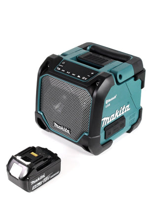 Makita DMR 202 T1 Baustellen Lautsprecher 18V - für Akku- und Netzbetrieb, mit Bluetooth-Funktion, AUX-Anschluss, USB-Port, LCD Display + 1x 5,0 Ah Akku - ohne Ladegerät - Toolbrothers