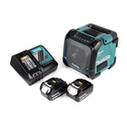 Makita DMR 202 RF Baustellen Lautsprecher 18V - für Akku- und Netzbetrieb, mit Bluetooth-Funktion, AUX-Anschluss, USB-Port, LCD Display + 2x 3,0 Ah Akku + Ladegerät - Toolbrothers