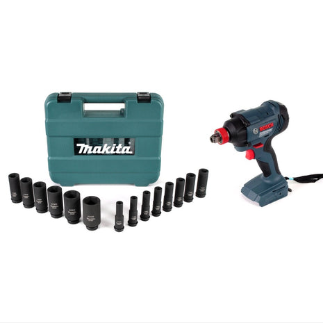 Bosch GDX 18V-180 Akku Drehschlagschrauber 18 V 180 Nm 1/4" 1/2" + 14 tlg. Steckschlüssel Set - ohne Akku, ohne Ladegerät - Toolbrothers