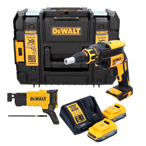 Avvitatore a batteria per cartongesso DeWalt DCF 620 E2T 18 V 30 Nm senza spazzole + 2x batteria Powerstack 1,7 Ah + caricatore + TSTAK