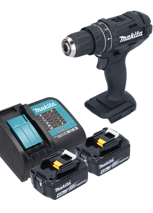 Makita DHP 482 SMB perceuse à percussion sans fil 18 V 62 Nm noir + 2x batteries 4,0 Ah + chargeur