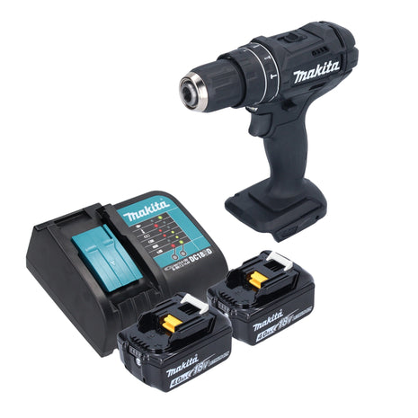 Makita DHP 482 SMB Perceuse-visseuse à percussion sans fil 18 V 62 Nm noire + 2x batterie 4,0 Ah + chargeur