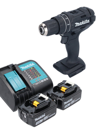 Makita DHP 482 STB Akku Schlagbohrschrauber 18 V 62 Nm Schwarz + 2x Akku 5,0 Ah + Ladegerät