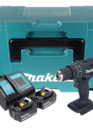 Makita DHP 482 SFJB taladro percutor inalámbrico 18 V 62 Nm negro + 2x baterías 3,0 Ah + cargador + Makpac