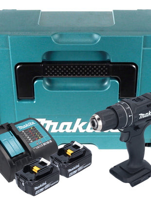 Makita DHP 482 SMJB taladro percutor inalámbrico 18 V 62 Nm negro + 2x baterías 4,0 Ah + cargador + Makpac