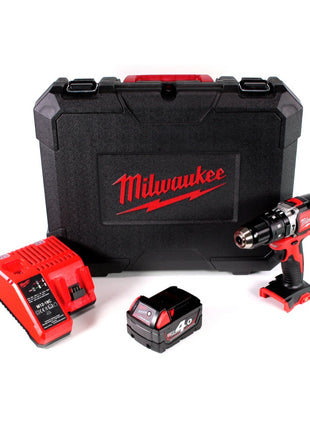 Milwaukee M18 BLPD 401 C Brushless Akku-Schlagbohrschrauber 18V - 13mm Schnellspannbohrfutter + Transportkoffer, Milwaukee M18 B4 Akku 18 V / 4,0 Ah und M12-18C Akku Ladegerät - Toolbrothers