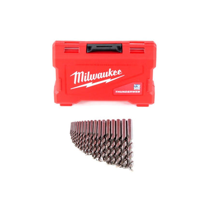 Milwaukee M18 BLDD 18 V Brushless Akku-Bohrschrauber Solo im Koffer + Milwaukee HSS-G Thunderweb Metallbohrer Kassette 19-teilig - ohne Akku, ohne Ladegerät - Toolbrothers