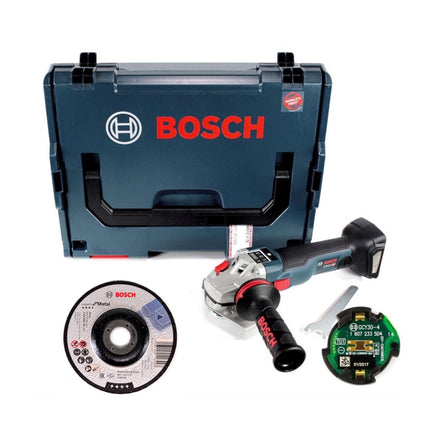 Bosch GWS 18 V-125 SC Akku Winkelschleifer 18V 125mm Solo + 25x Trennscheibe für Metall 125x22,23 mm, gekröpft + GCY 30-4 Connectivity Modul + L-Boxx - Toolbrothers
