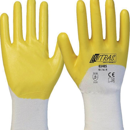 NITRAS gloves 03405 size 8 white/yellow ( 8000636642 )