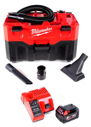 Milwaukee M18 VC2-501C 18 V Akku-Nass-/Trockensauger + 1x Akku 5,0 Ah + Ladegerät - Toolbrothers